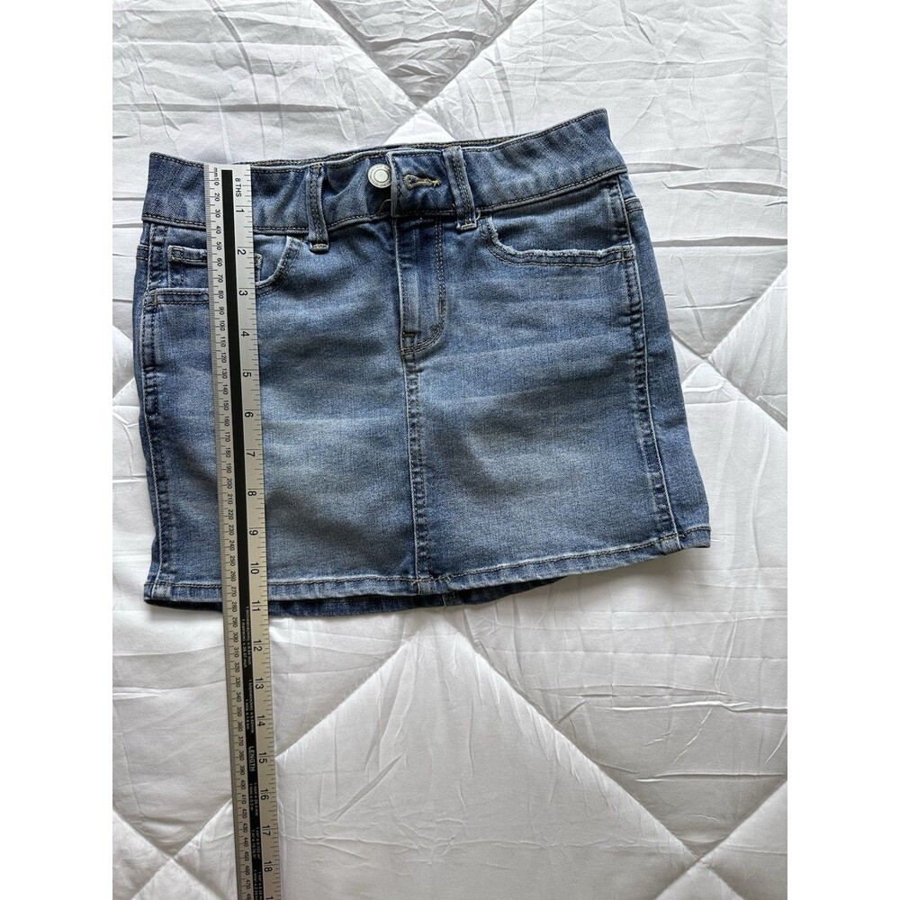 SO Girls Blue Denim Mini Skirt Size 7 Pockets Belt Loops